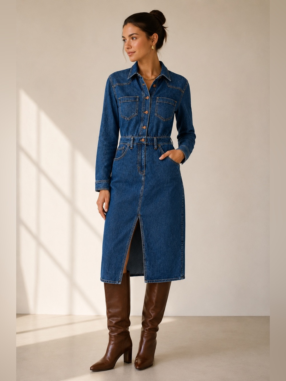 Madewell Denim Western Midi Shirtdress Laselle Wash Blue Size 2